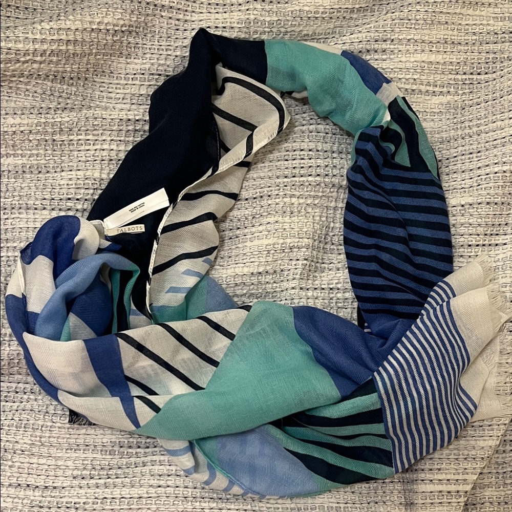 Talbots Blue and Green Striped Scarf